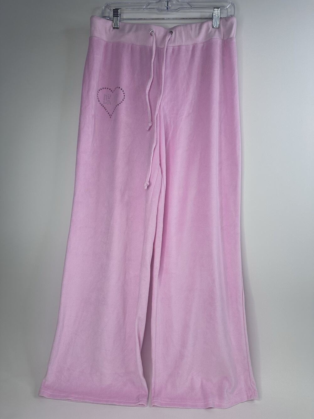Dolls Kill X Yung Reaper Velour Bell Bottom Pants Pink Y2K Hip Hop Rhinestone XL